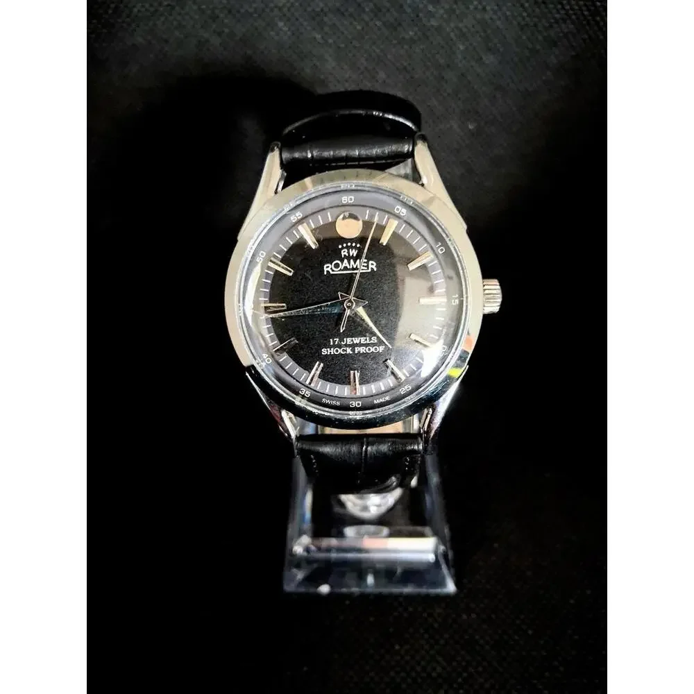 Vintage Roamer Men's Leather Mechanical Watch‎ RARE